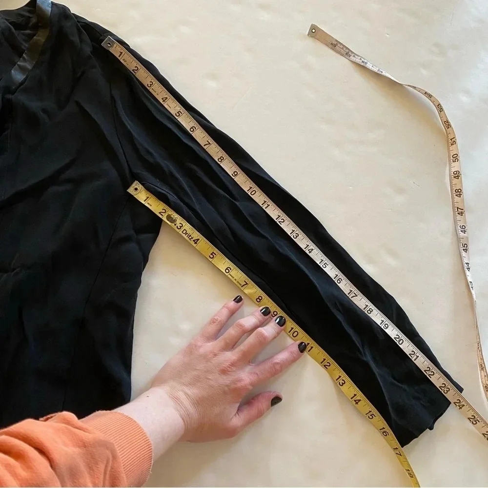 Eileen Fisher Silk Leather Black Draped Waterfall Front Blazer Womens Medium